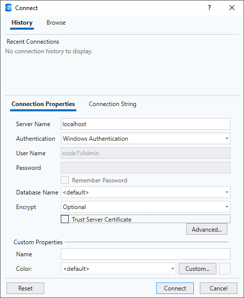 SSMS Connect Dialog